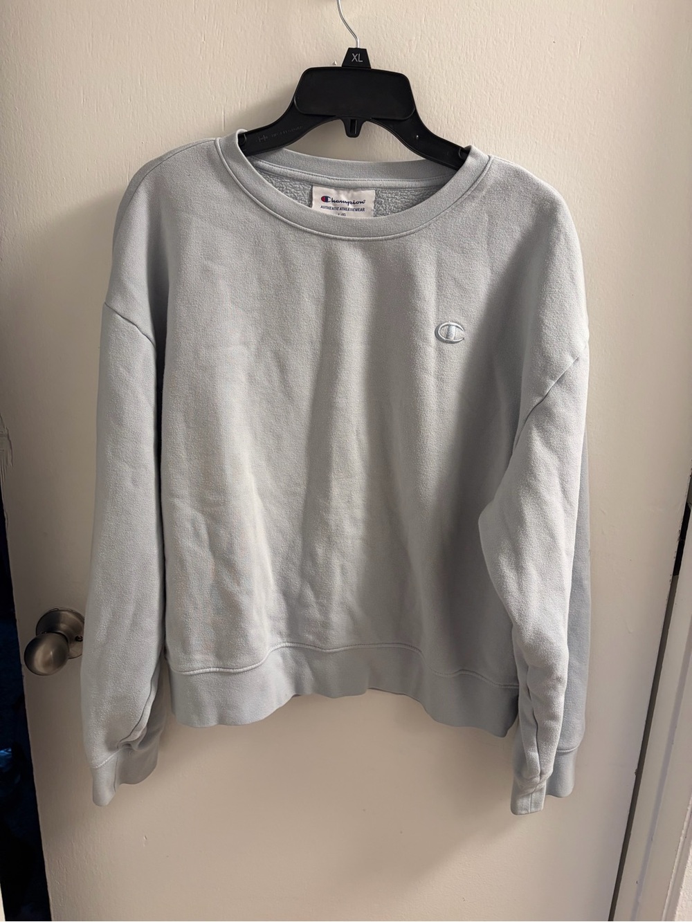 Champion Light Blue Embroidered Logo Crewneck Sweatshirt Size L